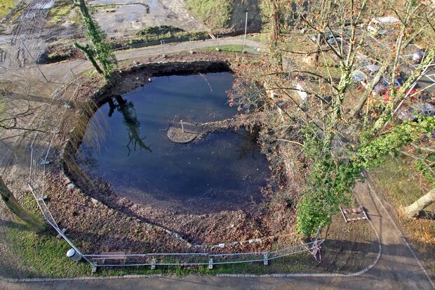 Der Teich im Bernhard-Bauer-Park aus der Vogelperspektive ARCHIVFOTO: ANDREAS DUNKER