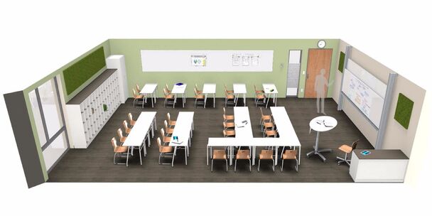 So könnte einer der neuen Klassenräume der Sekundarschule in Wickede aussehen. GRAFIK: GPE-PROJEKT.DE