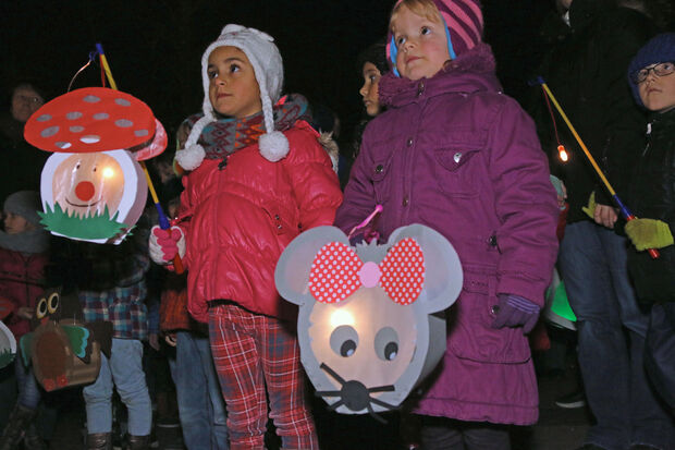 Die Kinder mit ihren Laternen machten große Augen. FOTO: ANDREAS DUNKER