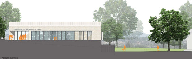 West-Ansicht des Pfarrheims Wickede (Ruhr)