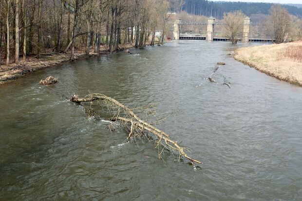 Die Ruhr nahe des Freibades in Wickede – im Hintergrund das Fröndenberger Stauwehr FOTO: ANDREAS DUNKER