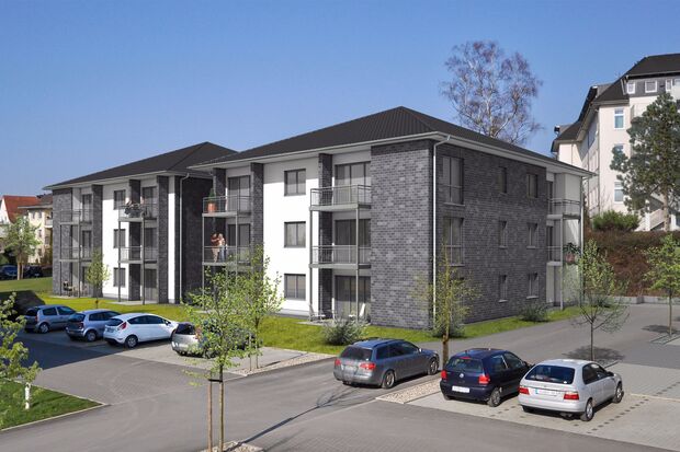 Visualisierung der zwei Neubauten aus südöstlicher Perspektive GRAFIK: SPARKASSE WERL IMMOBILIENCENTER