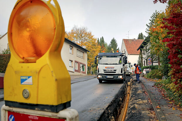 Bauarbeiten an der Gastleitung in der Kirchstraße in Wickede FOTO: ANDREAS DUNKER