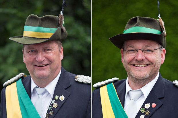 Kommandeur Klaus Bußmann (links) und sein Wunschkandidat für die Nachfolge im Amt: Andreas Wette (rechts) FOTO: SCHÜTZENBRUDERSCHAFT ST. JOHANNES WICKEDE – WIEHAGEN